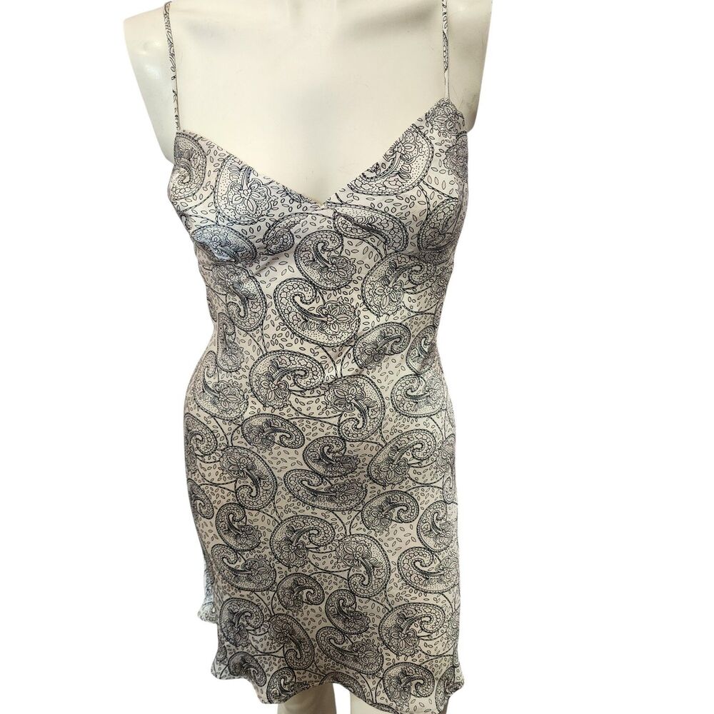 Timing‎ Paisley Lace Up Back Slip Dress Y2K Spaghetti Strap Mini Boho L